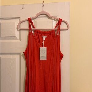 Garnet Hill Coral Long Cotton Gauze Cover Up